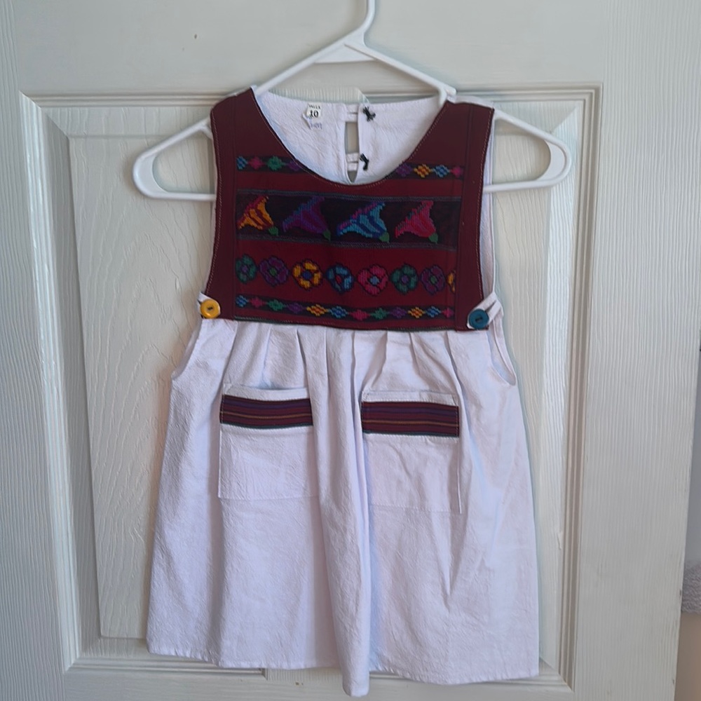 Handmade brand new little girls dress with multicolored Guatemalan Brocade.